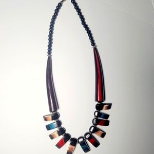 Multi-colored stone necklace.